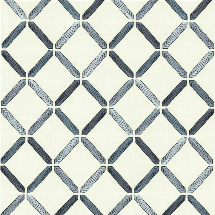 Geo Ribbon Marine by Kasmir Fabric 5156 73% Cotton
27% Polyester
 INDIA 30,000 Wyzenbeek Double Rubs Horizontal: 9 inches and Vertical: 9 3/8 inches 54 - Fabric Carolina -