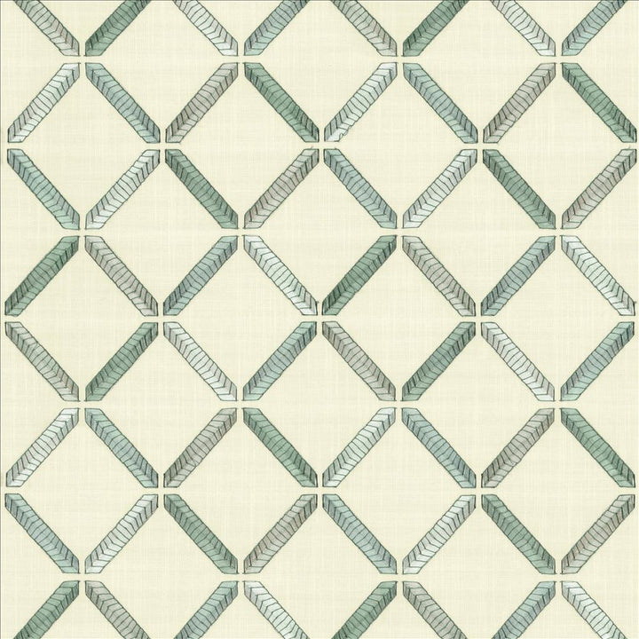Geo Ribbon Mermaid by Kasmir Fabric 5156 73% Cotton 27% Polyester INDIA 30,000 Wyzenbeek Double Rubs Horizontal: 9 inches and Vertical: 9 3/8 inches 54 - Fabric Carolina -