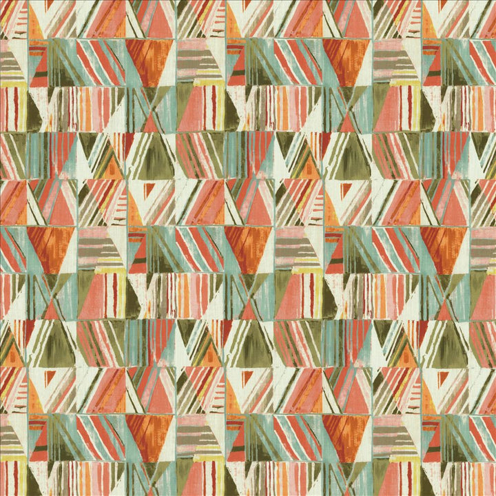 Geometric Coral Isle by Kasmir Fabric 1452 100% Cotton
 SOUTH KOREA 30,000 Wyzenbeek Double Rubs Horizontal: 13 4/8 inches and Vertical: 26 4/8 inches 54 - Fabric Carolina -