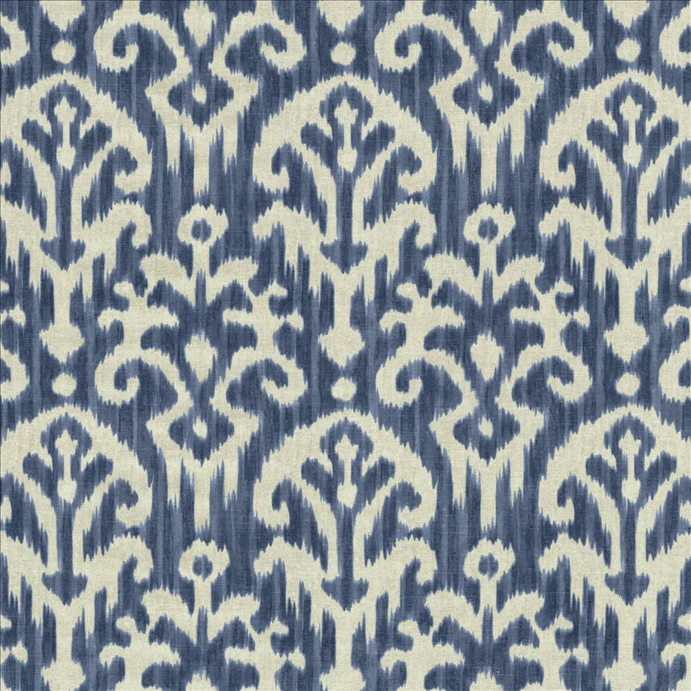 Gianna Ikat Royal by Kasmir Fabric 1458 55% Linen
45% Rayon
 USA 15,000 Wyzenbeek Double Rubs </p><p>Repeat: Horizontal: 13 4/8 inches and Vertical: 16 5/8 inches 54 - Fabric Carolina -