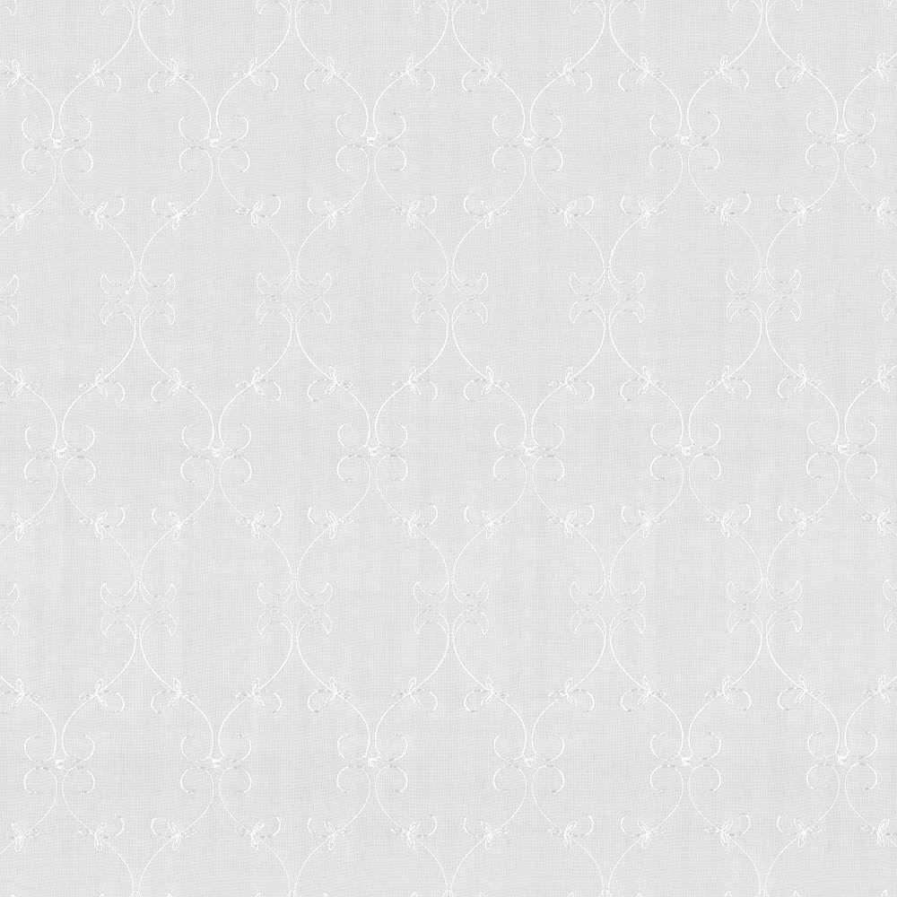 Gidget Scroll White by Kasmir Fabric 5012 100% Polyester
 TURKEY </p><p>Repeat: Horizontal: 3 2/8 inches and Vertical: 6 2/8 inches 51 - 59 - Fabric Carolina -