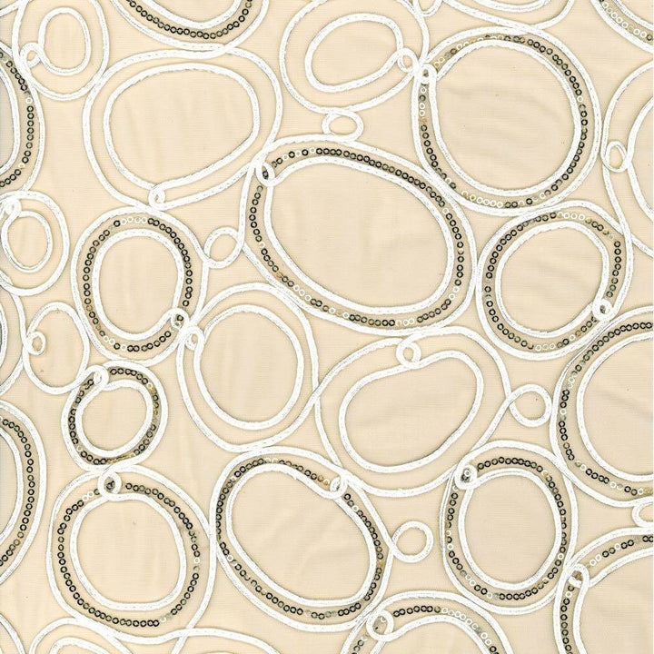 Glitz N Glam Champagne by Kasmir Fabric 5077 100% Polyester Embroidery Contents 100% Polyester CHINA Not Tested H: 17 inches, V:15 inches 59 - 60 - Fabric Carolina - Kasmir