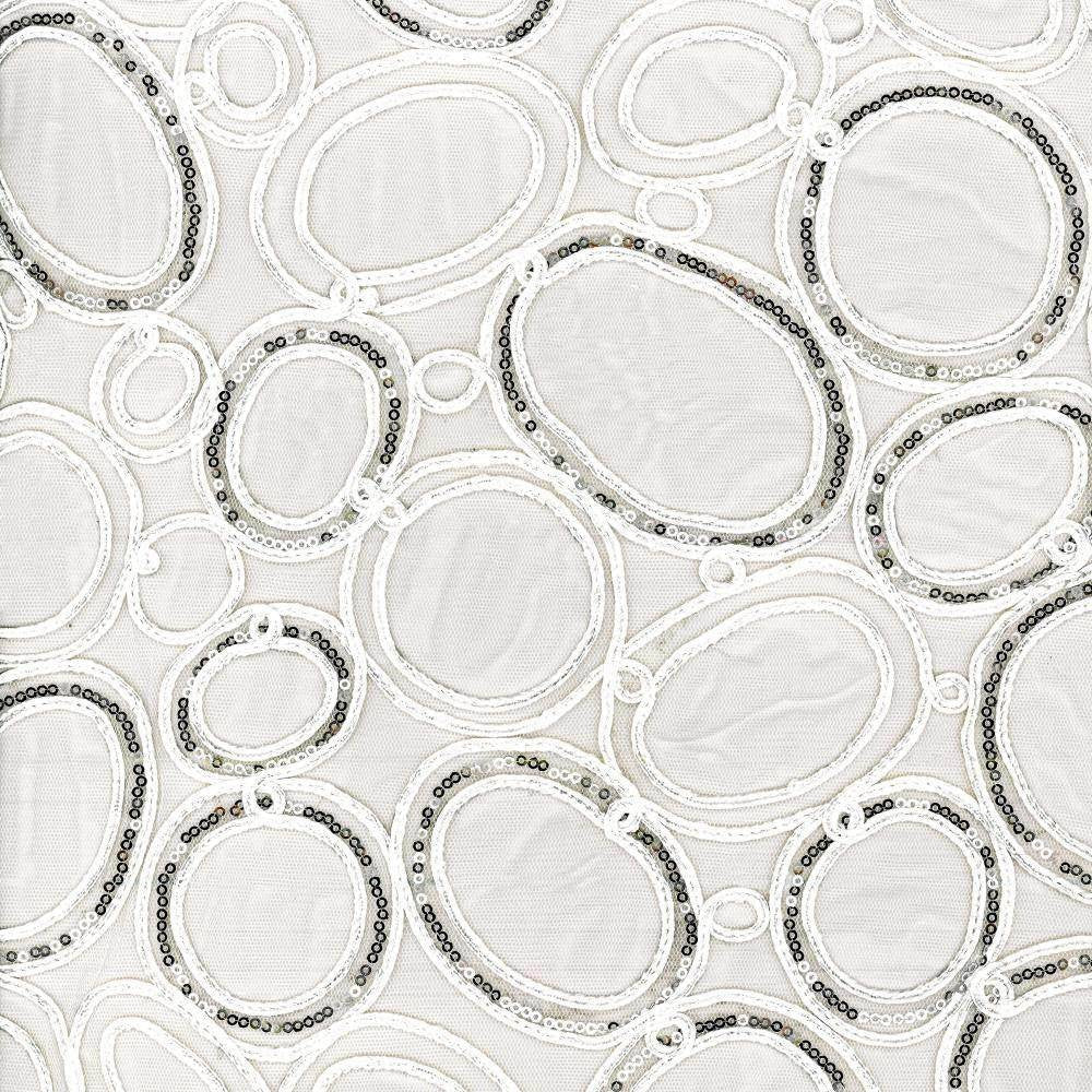 Glitz N Glam White by Kasmir Fabric 5077 100% Polyester Embroidery Contents 100% Polyester CHINA Not Tested H: 17 inches, V:15 inches 59 - 60 - Fabric Carolina - Kasmir