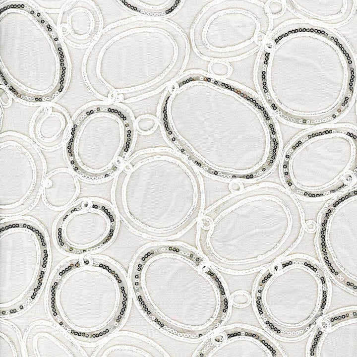 Glitz N Glam White by Kasmir Fabric 5077 100% Polyester Embroidery Contents 100% Polyester CHINA Not Tested H: 17 inches, V:15 inches 59 - 60 - Fabric Carolina - Kasmir