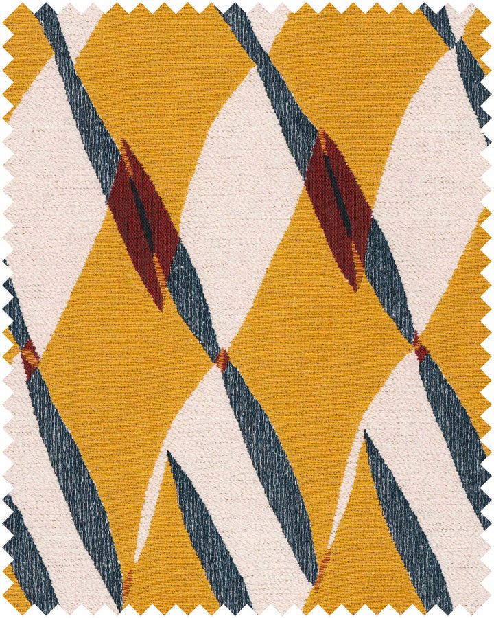 GLORIA Woven Fabric (FB00187) by Mind The Gap | FB00187 | TRANSYLVANIAN RHAPSODY | Blue, White, Yellow, Red | Meter | 140(±5%)x100 | (W)48 x (L)39cm / (W)18.8 x (L)15.3 in | Tumble Wash | Other Fibers, 82% Cotton, 10% Polyamide | Fabric Carolina | https://www.fabriccarolina.com/
