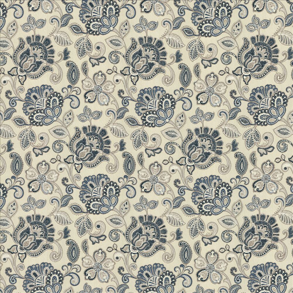 Go For Baroque Blue by Kasmir Fabric 5136 100% Polyester
 INDIA </p><p>Repeat: Horizontal: 13 4/8 inches and Vertical: 21 inches 54 - Fabric Carolina -