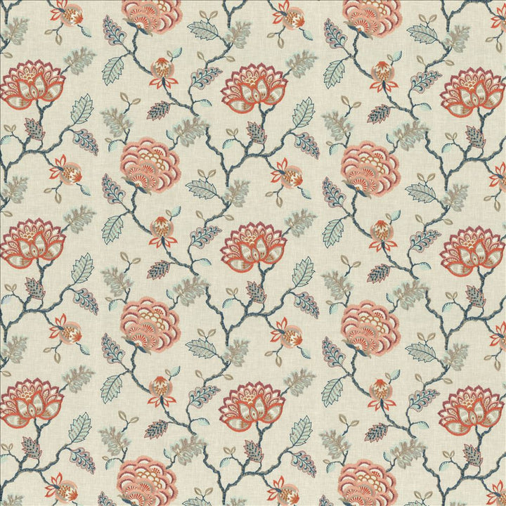Grand Bouquet Sorbet by Kasmir Fabric 1468 52% Polyester
48% Cotton
 INDIA </p><p>Repeat: Horizontal: 17 inches and Vertical: 12 4/8 inches 51 - Fabric Carolina -