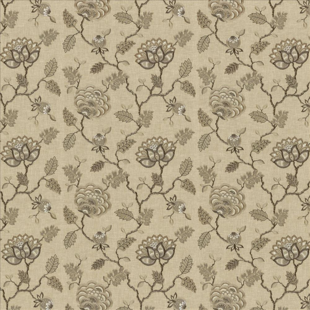 Grand Bouquet Travertine by Kasmir Fabric 1462 52% Polyester
48% Cotton
 INDIA 12,000 Wyzenbeek Double Rubs </p><p>Repeat: Horizontal: 17 inches and Vertical: 12 4/8 inches 54 - Fabric Carolina -