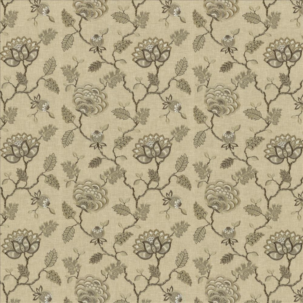 Grand Bouquet Travertine  by Kasmir Fabric See sample 52% Polyester
48% Cotton
 INDIA 12,000 Wyzenbeek Double Rubs </p><p>Repeat: Horizontal: 17 inches and Vertical: 12 4/8 inches 51  - Fabric Carolina -