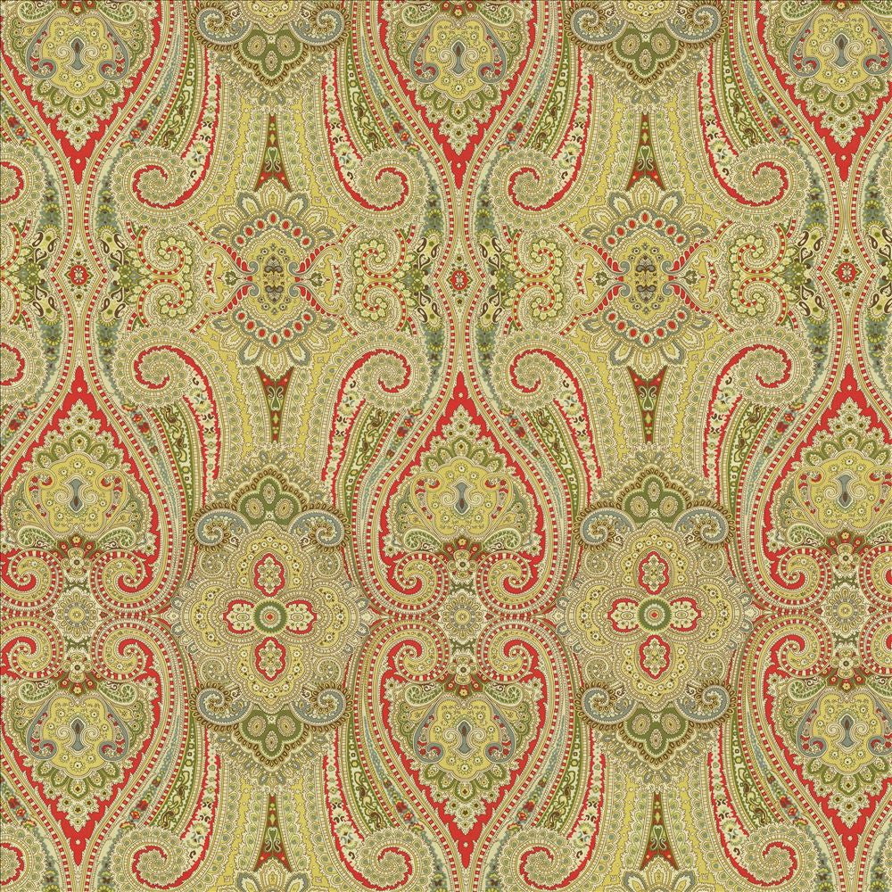 Grand Paisley Honeysuckle by Kasmir Fabric 5079 100% Cotton CHINA 51,000 Wyzenbeek Double Rubs Horizontal: 13 4/8 inches and Vertical: 25 2/8 inches 54 - Fabric Carolina -