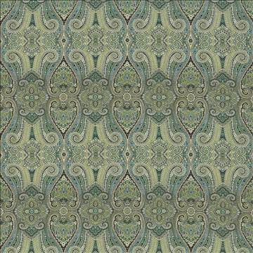 Grand Paisley Peacock by Kasmir Fabric 5082 100% Cotton CHINA 51,000 Wyzenbeek Double Rubs H: 13 4/8 inches, V: 25 2/8 inches 54 - Fabric Carolina - Kasmir