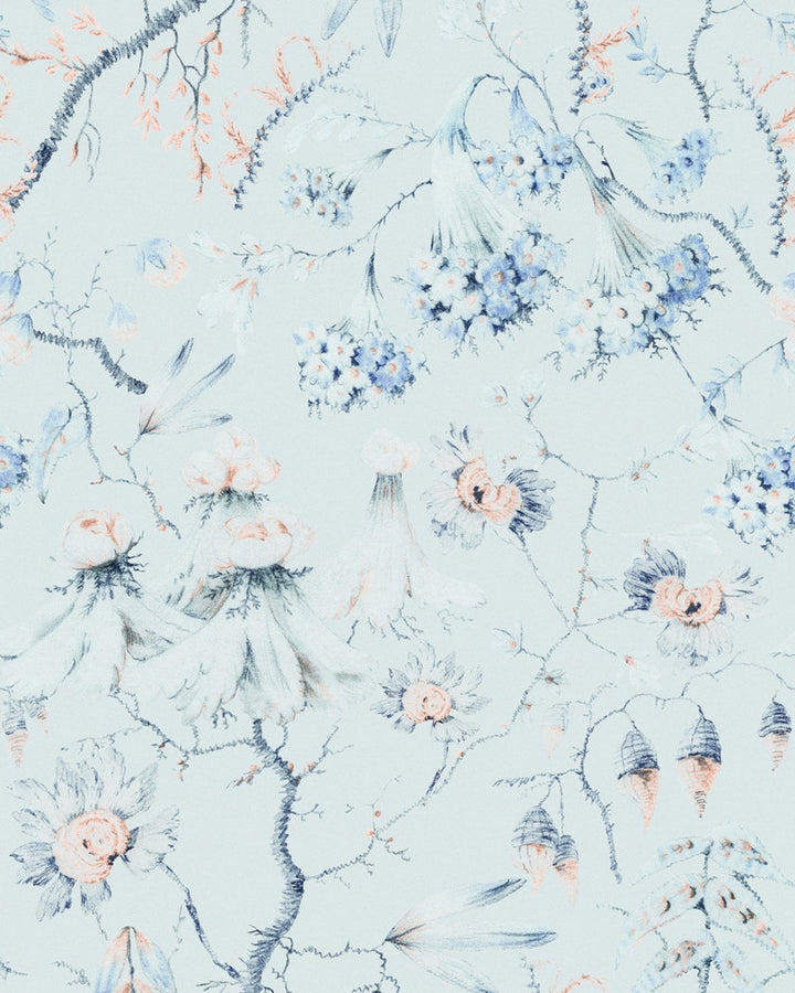 GRANDMA'S TAPESTRY Skylight Wallpaper (WP30020) by Mind The Gap | WP30020 | TRANSYLVANIAN ROOTS | 1 roll x 20.5 x 393.7 in | 0.52m / 20.5in | 10m / 393.7in | 5.20mp | 70cm / 27.6in | Grey, Sienna, Skylight | Satin Matte | Paste the wall | 1-roll in a box | Fabric Carolina | https://www.fabriccarolina.com/