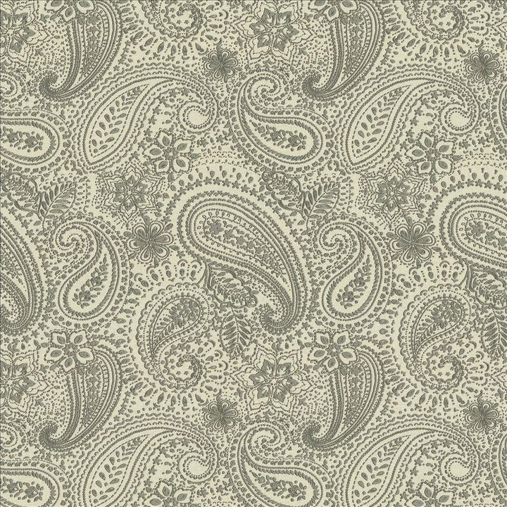 Graphic Paisley Grey by Kasmir Fabric 1451 90% Cotton
10% Polyester
 FRANCE 24,000 Martindale Cycles </p><p>Repeat: Horizontal: 17 7/8 inches and Vertical: 24 inches 53 - Fabric Carolina -