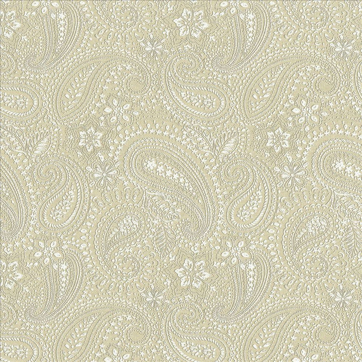 Graphic Paisley White by Kasmir Fabric 1451 90% Cotton
10% Polyester
 FRANCE 24,000 Martindale Cycles </p><p>Repeat: Horizontal: 17 7/8 inches and Vertical: 24 inches 53 - Fabric Carolina -