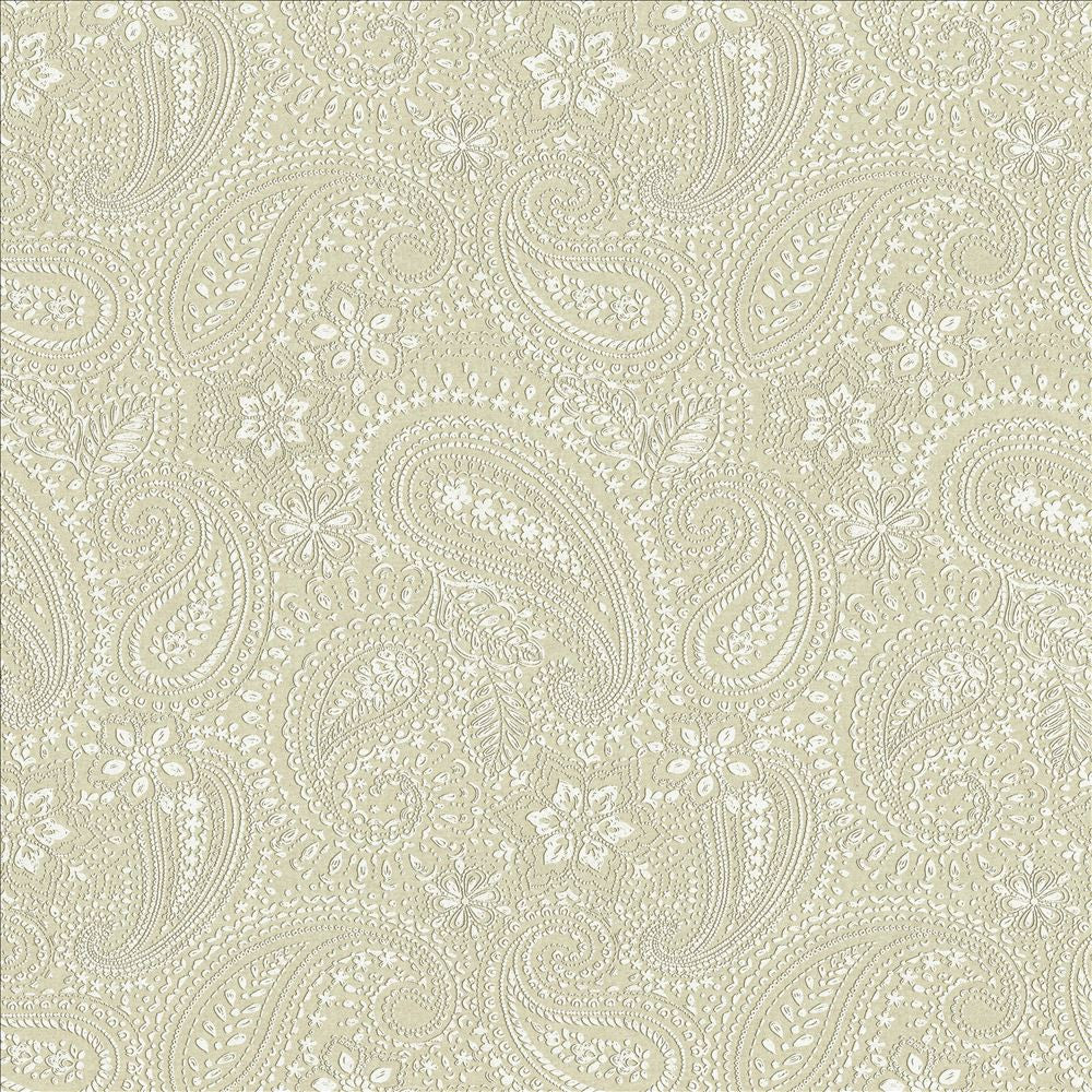 Graphic Paisley White  by Kasmir Fabric See sample 90% Cotton
10% Polyester
 FRANCE 24,000 Martindale Cycles </p><p>Repeat: Horizontal: 17 7/8 inches and Vertical: 24 inches 61  - Fabric Carolina -
