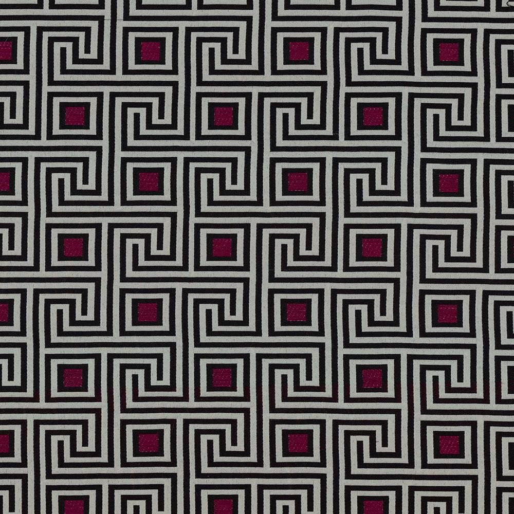Greek Key Aubergine by Kasmir Fabric 1423 82% Polyester
18% Rayon
 USA 51,000 Wyzenbeek Double Rubs Horizontal: 4 4/8 inches and Vertical: 4 2/8 inches 56 - Fabric Carolina -
