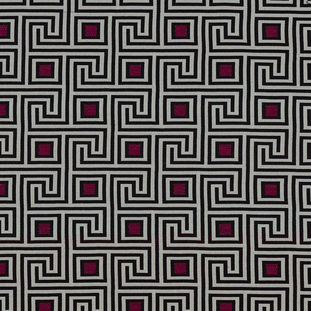 Greek Key Aubergine by Kasmir Fabric 1423 82% Polyester 18% Rayon USA 51,000 Wyzenbeek Double Rubs H: 4 4/8 inches, V:4 2/8 inches 56 - 57 - Fabric Carolina - Kasmir