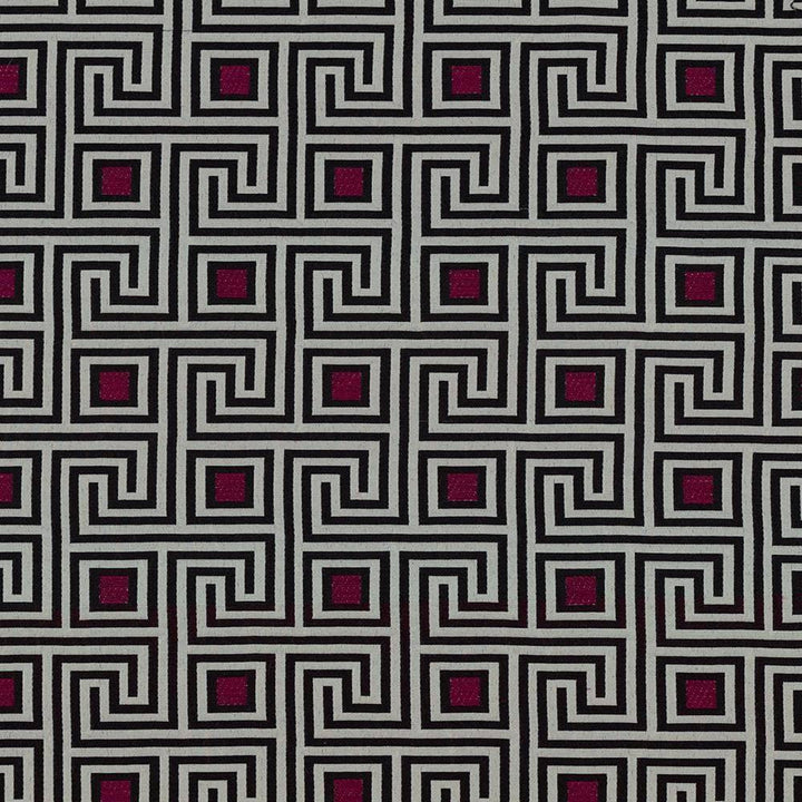 Greek Key Aubergine by Kasmir Fabric 1423 82% Polyester 18% Rayon USA 51,000 Wyzenbeek Double Rubs H: 4 4/8 inches, V:4 2/8 inches 56 - 57 - Fabric Carolina - Kasmir