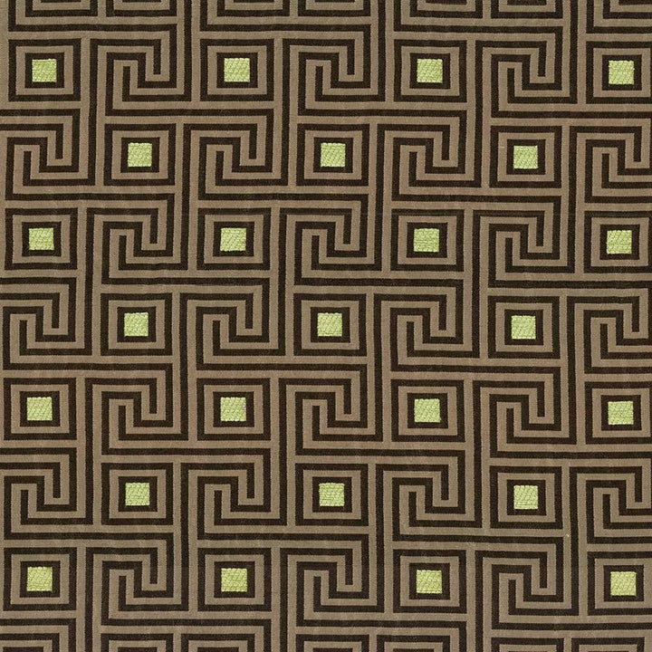 Greek Key Bronze by Kasmir Fabric 1424 82% Polyester 18% Rayon USA 51,000 Wyzenbeek Double Rubs H: 4 4/8 inches, V:4 2/8 inches 56 - 57 - Fabric Carolina - Kasmir