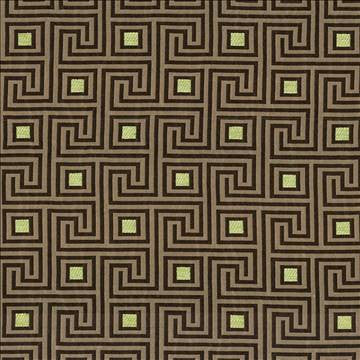Greek Key Bronze by Kasmir Fabric 1424 82% Polyester 18% Rayon USA 51,000 Wyzenbeek Double Rubs H: 4 4/8 inches, V: 4 2/8 inches 56 - 57 - Fabric Carolina - Kasmir