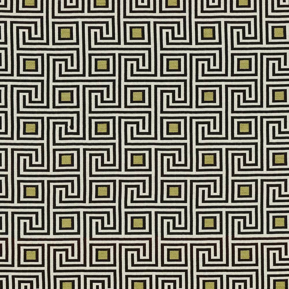 Greek Key Noir by Kasmir Fabric 1424 82% Polyester 18% Rayon USA 51,000 Wyzenbeek Double Rubs H: 4 4/8 inches, V:4 2/8 inches 56 - 57 - Fabric Carolina - Kasmir