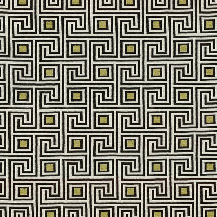 Greek Key Noir by Kasmir Fabric 1424 82% Polyester 18% Rayon USA 51,000 Wyzenbeek Double Rubs H: 4 4/8 inches, V:4 2/8 inches 56 - 57 - Fabric Carolina - Kasmir