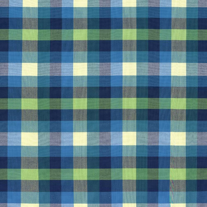 Grimaldi Check Mediterranean  by Kasmir Fabric See sample 100% Cotton
 INDIA 30,000 Wyzenbeek Double Rubs </p><p>Repeat: Horizontal: 6 6/8 inches and Vertical: 13 4/8 inches 54  - Fabric Carolina -