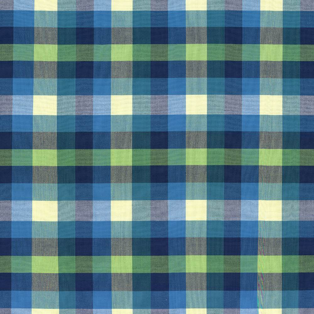 Grimaldi Check Mediterranean by Kasmir Fabric 5073 100% Cotton
 INDIA </p><p>Repeat: Horizontal: 6 6/8 inches and Vertical: 13 4/8 inches 54 - Fabric Carolina -