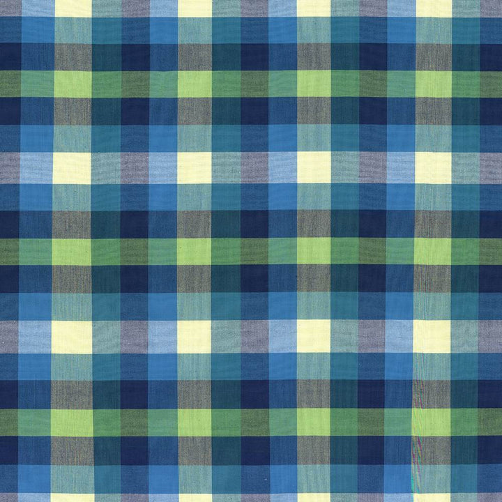Grimaldi Check Mediterranean by Kasmir Fabric 5073 100% Cotton
 INDIA </p><p>Repeat: Horizontal: 6 6/8 inches and Vertical: 13 4/8 inches 54 - Fabric Carolina -