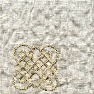 Guillaume Flax by Kasmir Fabric 1374 100% Linen Embroidery Contents 100% Rayon INDIA Not Tested H: 13 4/8 inches, V: 7 4/8 inches 54 - Fabric Carolina - Kasmir