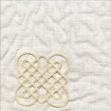 Guillaume Ivory by Kasmir Fabric 1374 100% Linen Embroidery Contents 100% Rayon INDIA Not Tested H: 13 4/8 inches, V: 7 4/8 inches 54 - Fabric Carolina - Kasmir