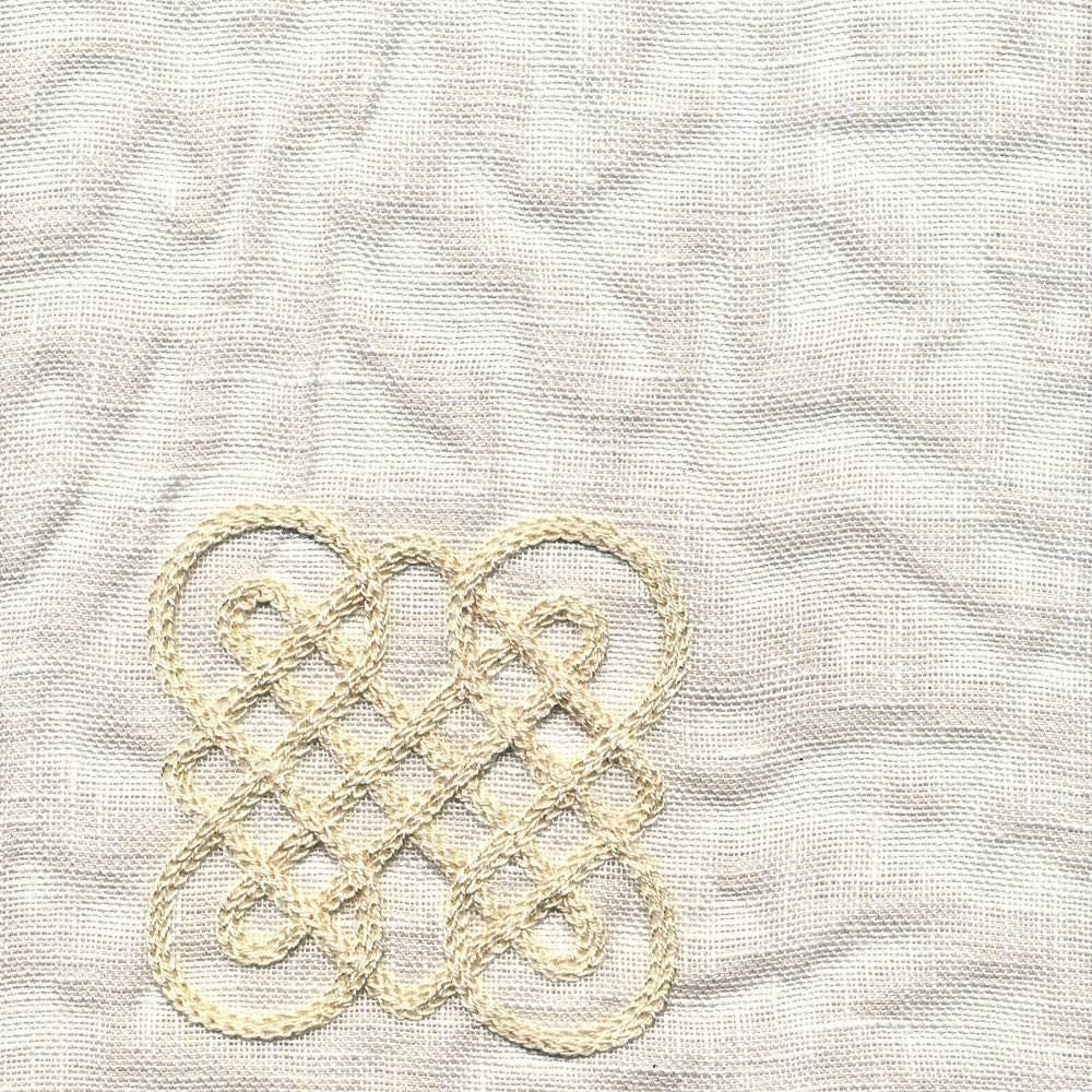 Guillaume Ivory by Kasmir Fabric 1374 100% Linen Embroidery 100% Rayon INDIA Not Tested Horizontal: 13 4/8 inches and Vertical: 7 4/8 inches 54 - Fabric Carolina -