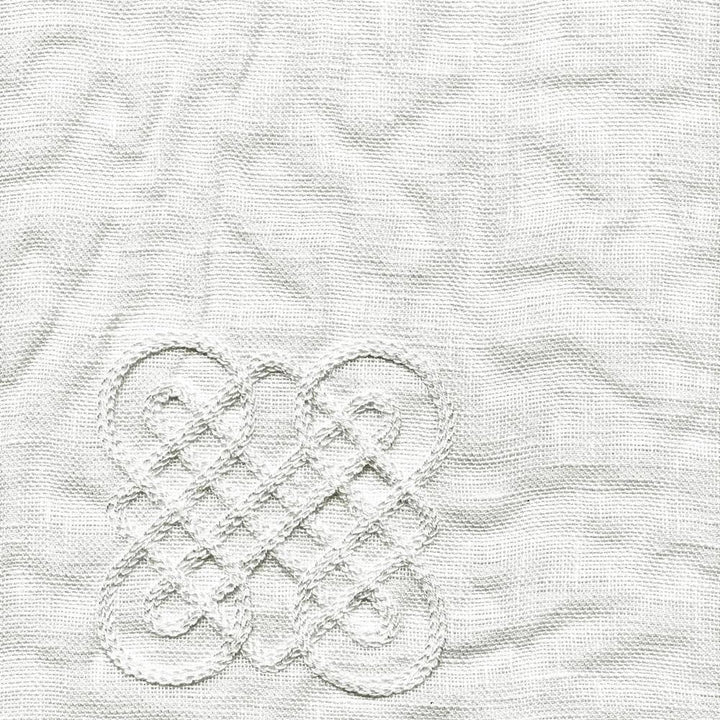 Guillaume Snow by Kasmir Fabric 1374 100% Linen Embroidery Contents 100% Rayon INDIA Not Tested H: 13 4/8 inches, V:7 4/8 inches 54 - Fabric Carolina - Kasmir