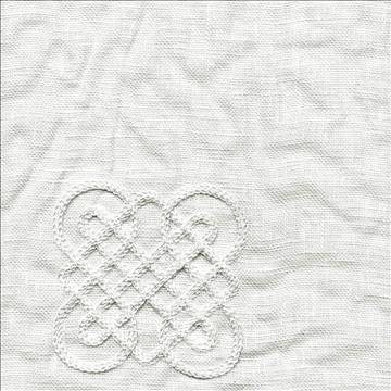 Guillaume Snow by Kasmir Fabric 1374 100% Linen Embroidery Contents 100% Rayon INDIA Not Tested H: 13 4/8 inches, V: 7 4/8 inches 54 - Fabric Carolina - Kasmir