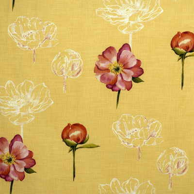 Sketchbook Peony Yellow by Groundworks Fabric
