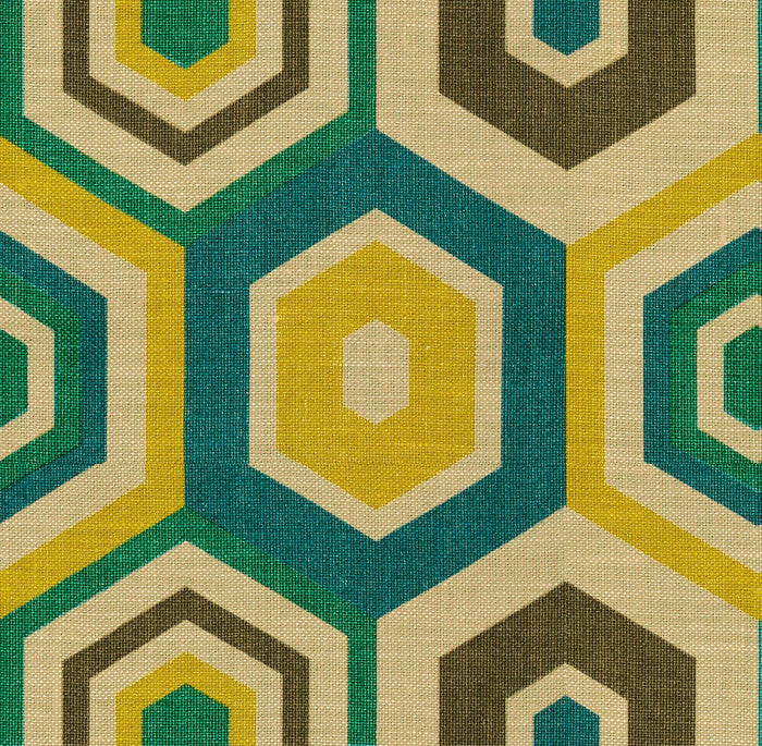 Hexagon Tile Teal by Groundworks Fabric