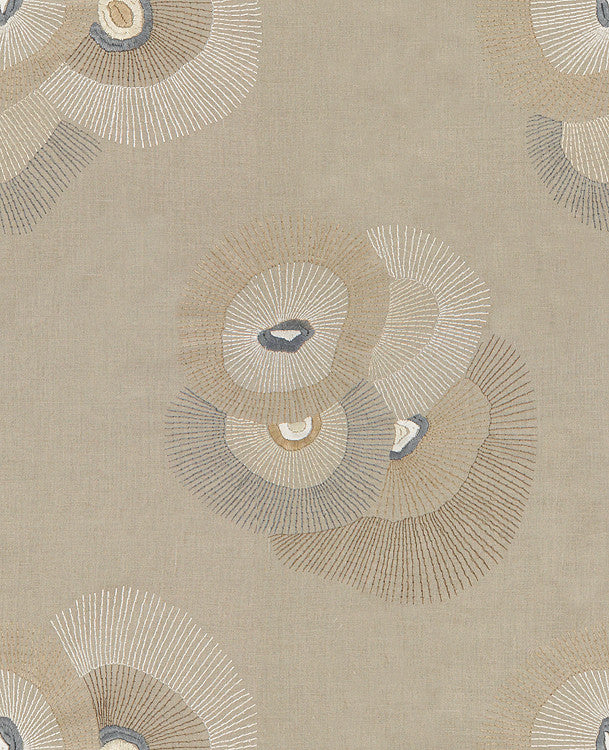 Bloom Emb Linen/Graphite by Groundworks Fabric