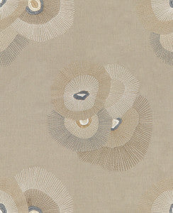 Bloom Emb Linen/Graphite by Groundworks Fabric