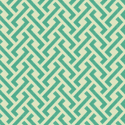 Chinese Fret Aqua by Groundworks Fabric