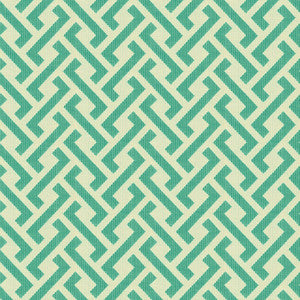 Chinese Fret Aqua by Groundworks Fabric