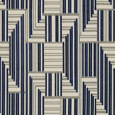 Cuboid Velvet Navy/Grey by Lee Jofa Modern Fabric