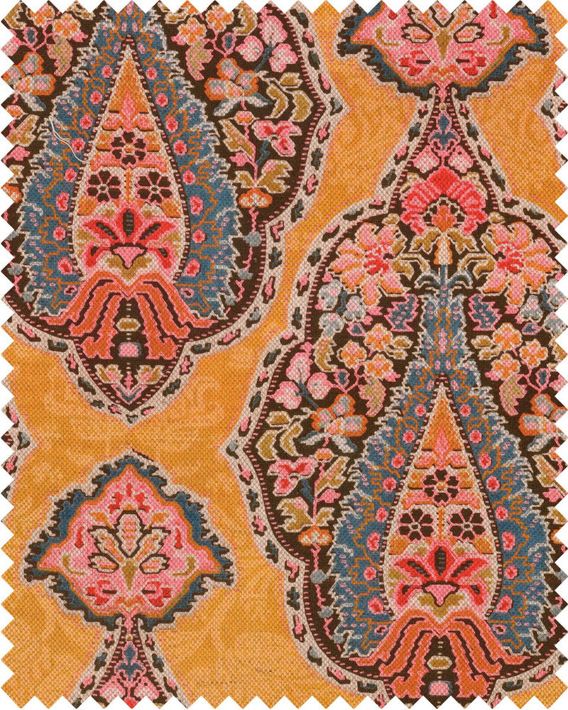 GYPSY SOUL Fabric (FB00070) by Mind The Gap | FB00070 | WOODSTOCK '69 LIFESTYLE COLLECTION | Blue, Ochre, Pink | Fabric Carolina | https://www.fabriccarolina.com/