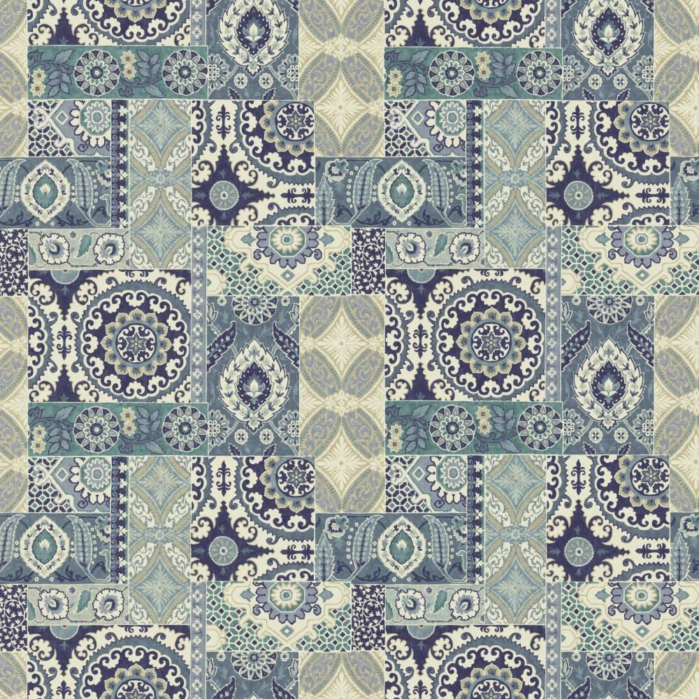 Gypsy Quilt Indigo by Kasmir Fabric 5136 100% Cotton
 SPAIN </p><p>Repeat: Horizontal: 27 inches and Vertical: 26 4/8 inches 54 - Fabric Carolina -