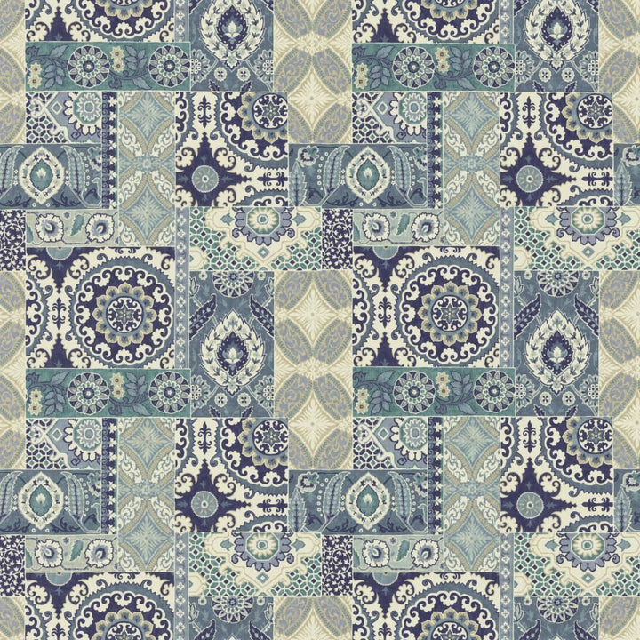 Gypsy Quilt Indigo by Kasmir Fabric 5136 100% Cotton
 SPAIN </p><p>Repeat: Horizontal: 27 inches and Vertical: 26 4/8 inches 54 - Fabric Carolina -
