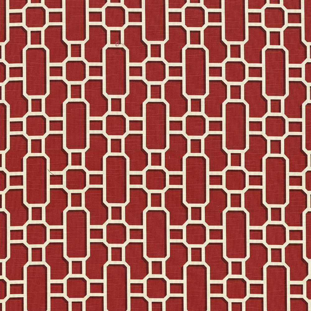 Hakkasan Fret Rouge by Kasmir Fabric 5064 100% Cotton USA 15,000 Wyzenbeek Double Rubs H: 9 inches, V:12 5/8 inches 54 - Fabric Carolina - Kasmir