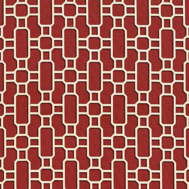 Hakkasan Fret Rouge by Kasmir Fabric 5071 100% Cotton USA 15,000 Wyzenbeek Double Rubs H: 9 inches, V:12 5/8 inches 54 - Fabric Carolina - Kasmir