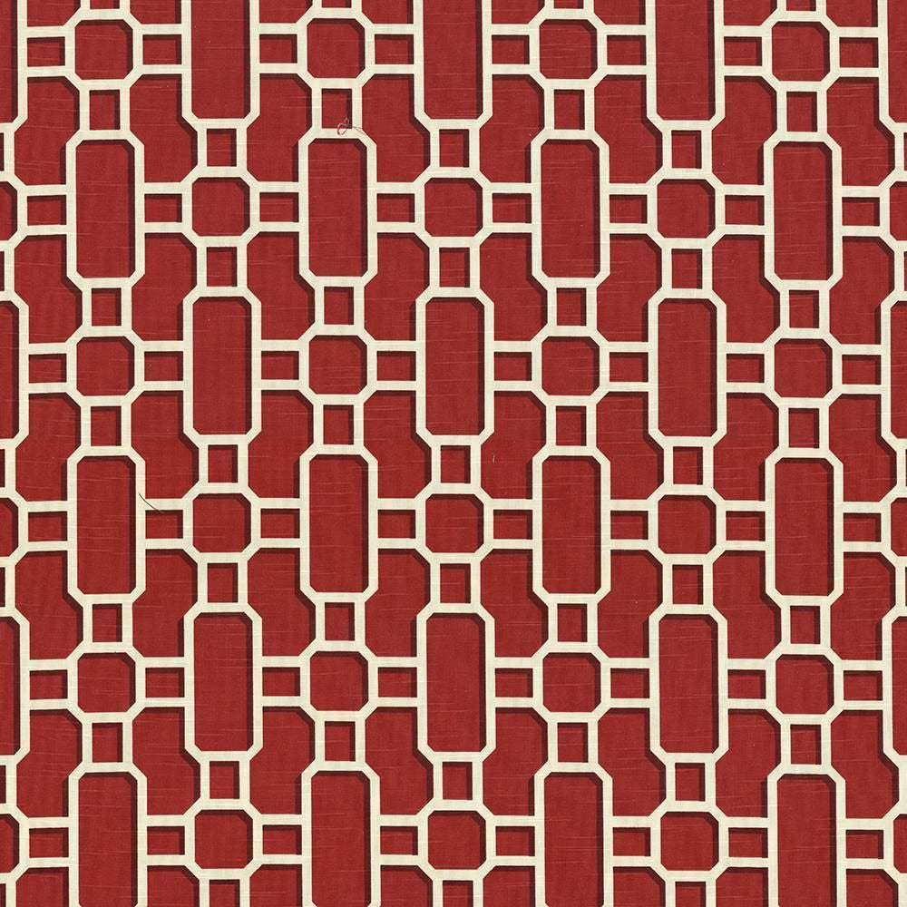Hakkasan Fret Rouge by Kasmir Fabric 5064 100% Cotton
 USA 15,000 Wyzenbeek Double Rubs </p><p>Repeat: Horizontal: 9 inches and Vertical: 12 5/8 inches 54 - Fabric Carolina -