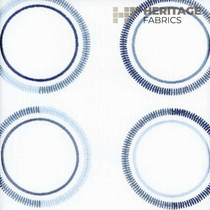 Halo Bluestone by Heritage Fabric - Base-52% Poly 48% Cotton Emb-100% Poly India 12,000 Horizontal: 10.75" and Vertical: 9.25" 54" - Fabric Carolina -