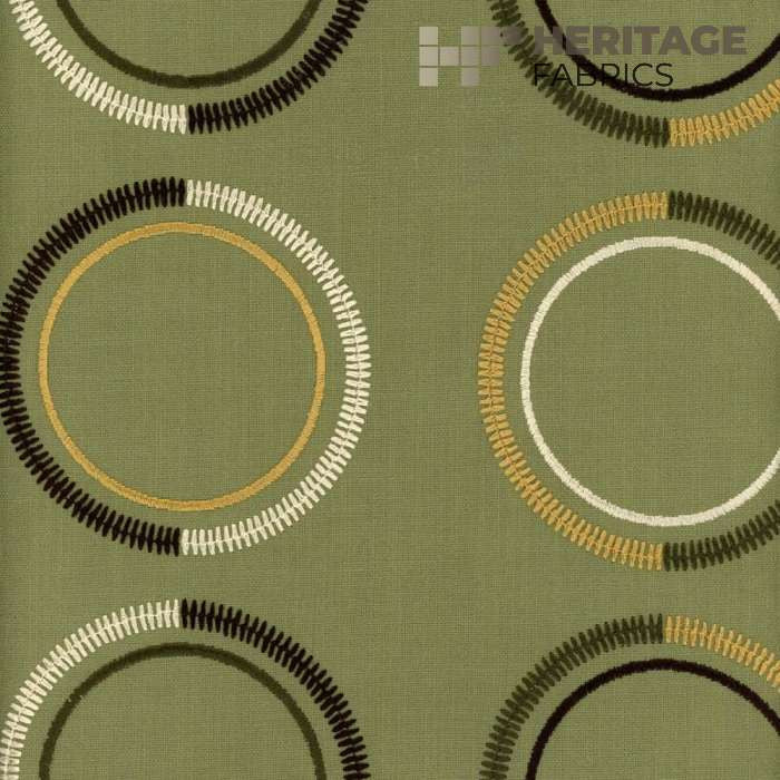 Halo Grass by Heritage Fabric - Base-52% Poly 48% Cotton Emb-100% Poly India 12,000 Horizontal: 10.75" and Vertical: 9.25" 54" - Fabric Carolina -