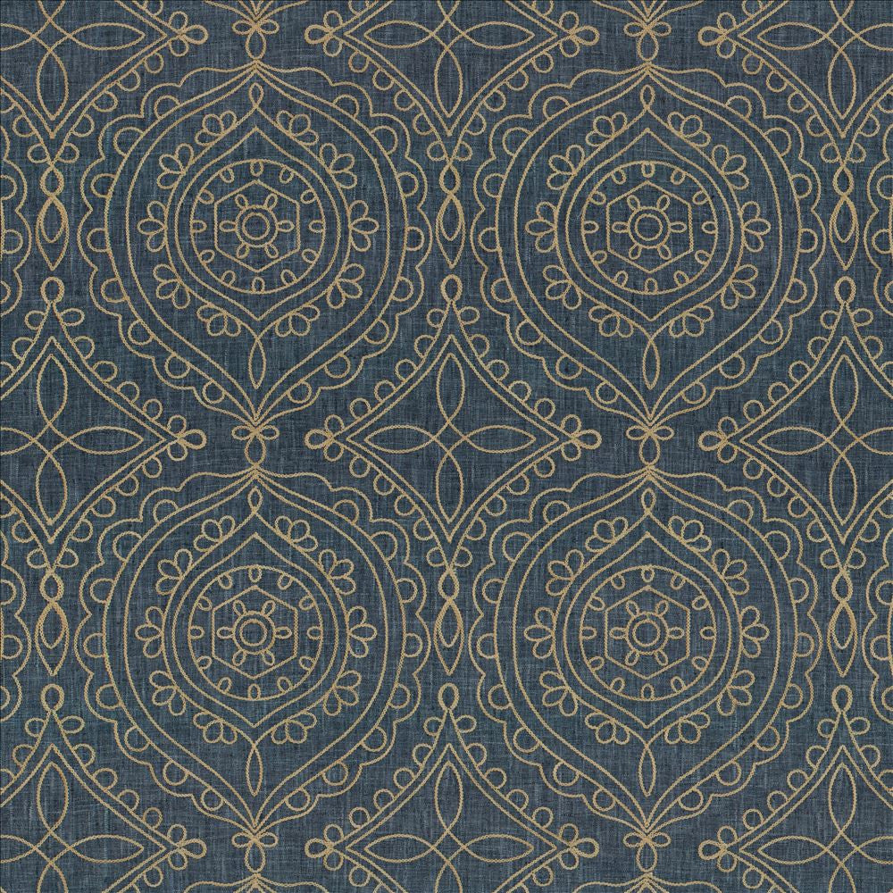 Halyard Indigo by Kasmir Fabric 5156 100% Polyester INDIA 12,000 Wyzenbeek Double Rubs Horizontal: 13 inches and Vertical: 15 5/8 inches 54 - Fabric Carolina -